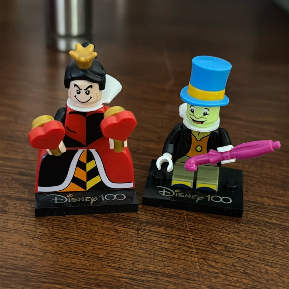 2 Disney Characters Red Queen and Jimmy Cricket
